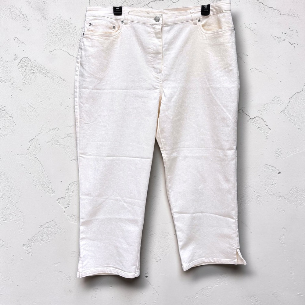 Ruby Rd Womens Size 16 Cream Capri Pants Au Naturel Embroidered Rhinestone New